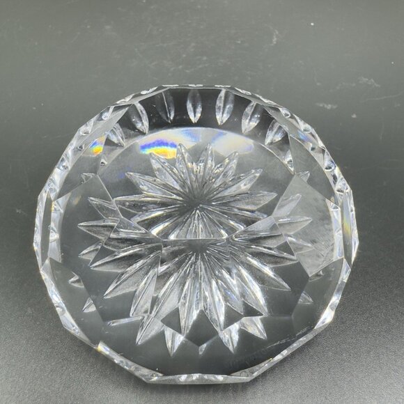 WATERFORD FACETED PAPERWEIGHT Starburst Bottom Clear Heavy Crystal VTG Signed - Picture 1 of 16